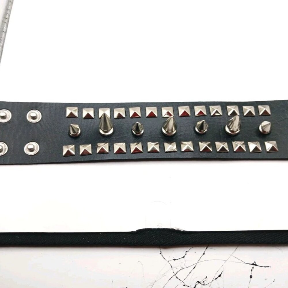 Gothic Spiked + Studded Bracelet Unisex Vegan Leather  -New - Picture 5 of 10